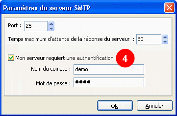 Parametre du serveur SMTP